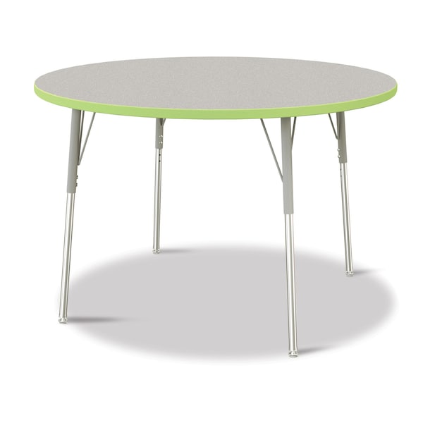 Jonti-Craft Berries Round Activity Table, 48 in. Diameter, A-height, Freckled Gray/Key Lime/Gray 6433JCA130 - main